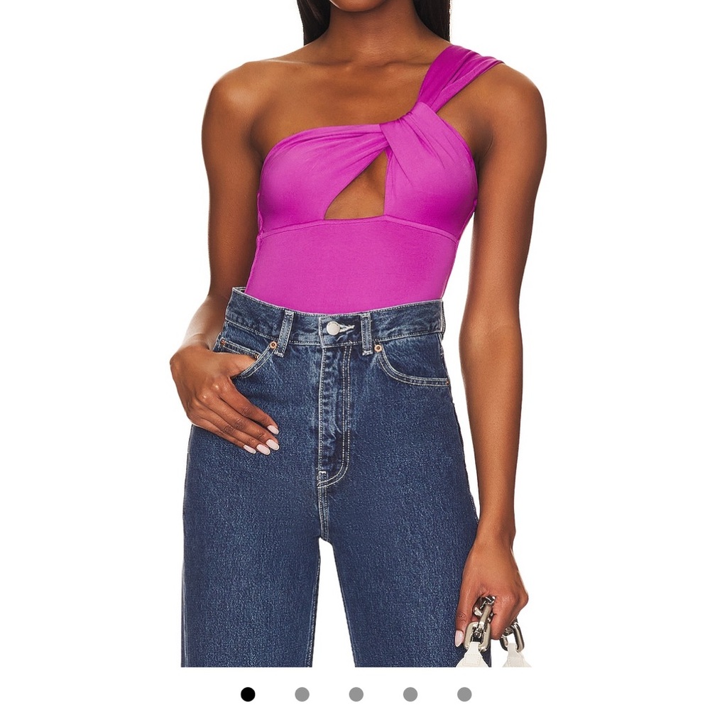 superdown Fuchsia One-Shoulder Bodysuit